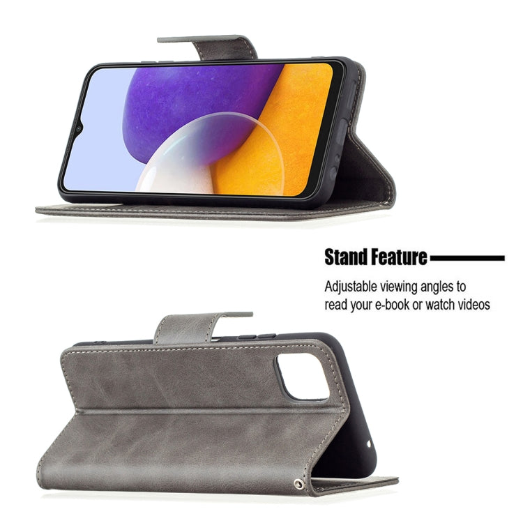 LAMBSKIN Knižkové puzdro pre Samsung Galaxy A22 5G - sivé