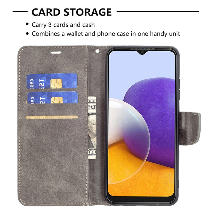 LAMBSKIN Knižkové puzdro pre Samsung Galaxy A22 5G - sivé