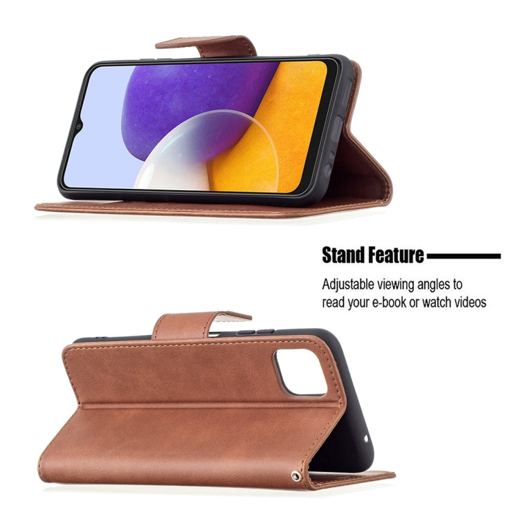 LAMBSKIN Knižkové puzdro pre Samsung Galaxy A22 5G - hnedé