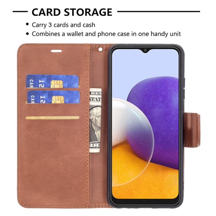 LAMBSKIN Knižkové puzdro pre Samsung Galaxy A22 5G - hnedé