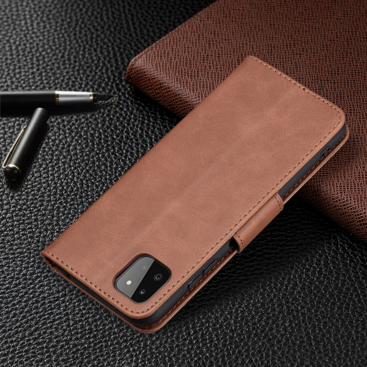 LAMBSKIN Knižkové puzdro pre Samsung Galaxy A22 5G - hnedé