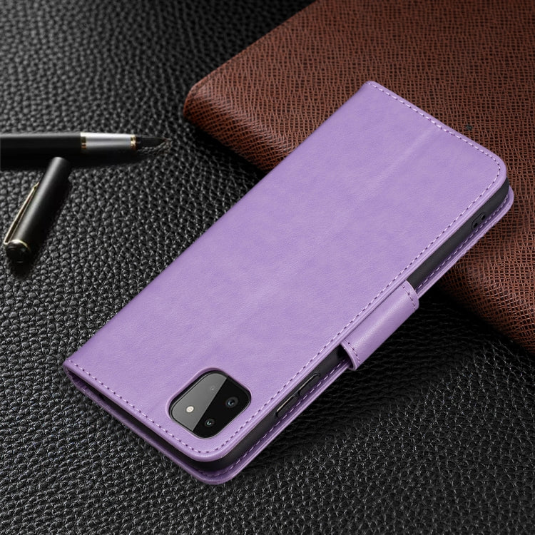 BUTTERFLY Knižkové puzdro pre Samsung Galaxy A22 5G - fialové