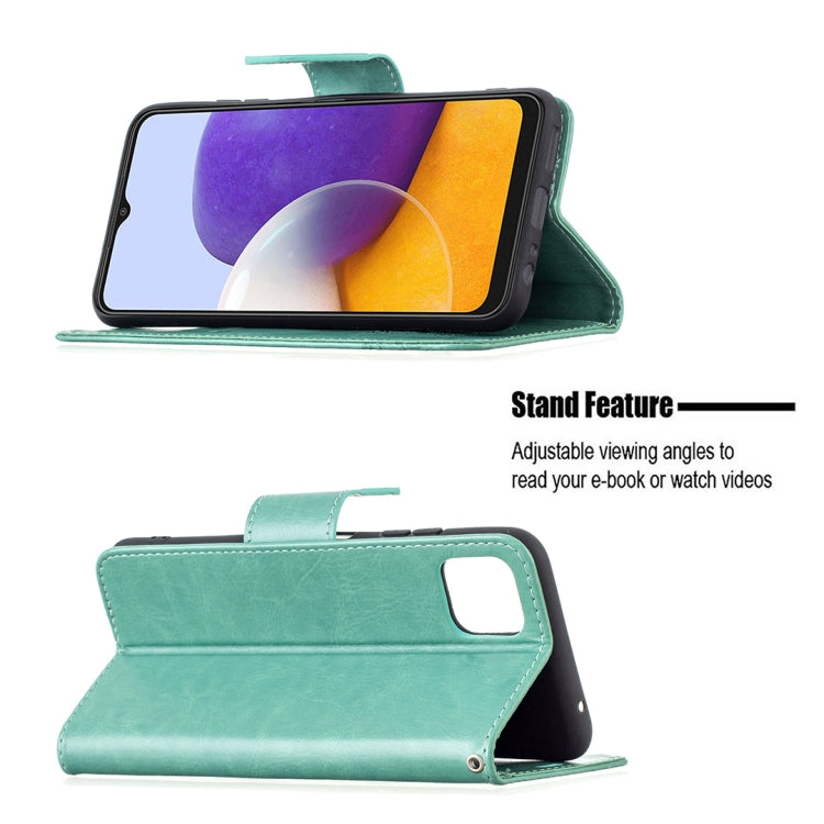 BUTTERFLY Knižkové puzdro pre Samsung Galaxy A22 5G - zelené
