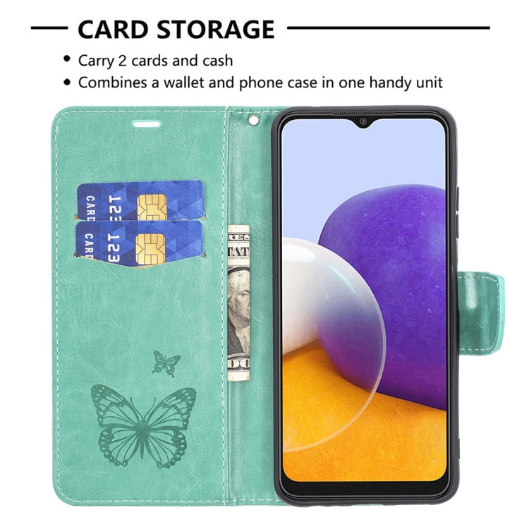 BUTTERFLY Knižkové puzdro pre Samsung Galaxy A22 5G - zelené