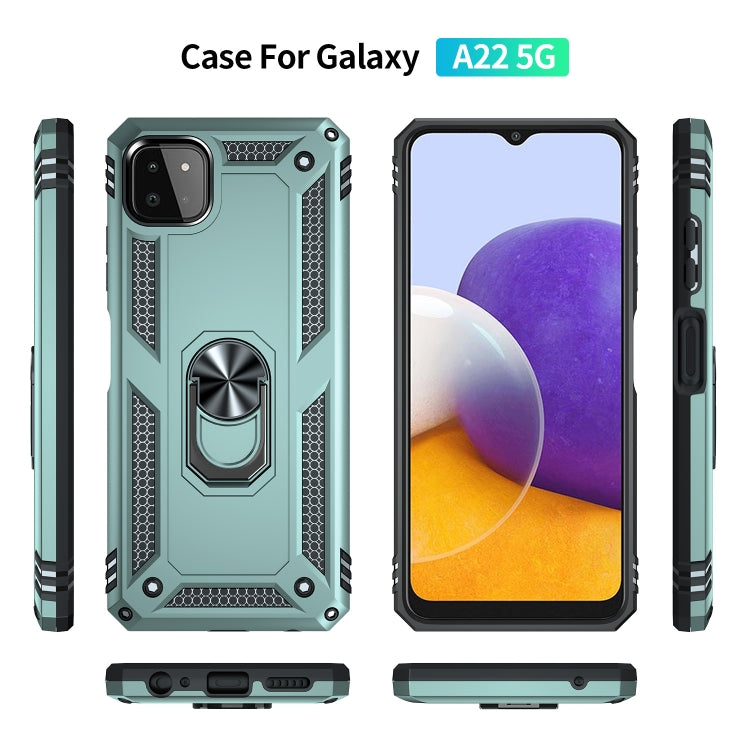 RING ARMOR Tvrdený kryt pre Samsung Galaxy A22 5G - zelený