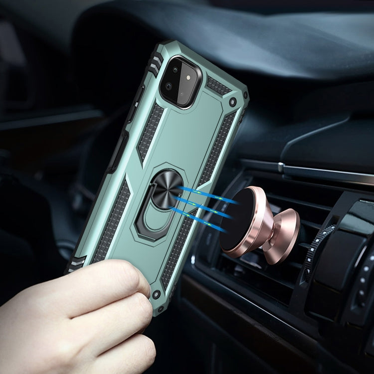 RING ARMOR Tvrdený kryt pre Samsung Galaxy A22 5G - zelený