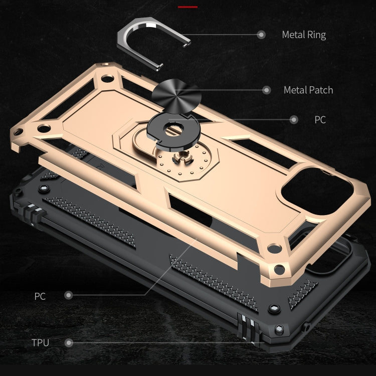RING ARMOR Tvrdený kryt pre Samsung Galaxy A22 5G - zlatý