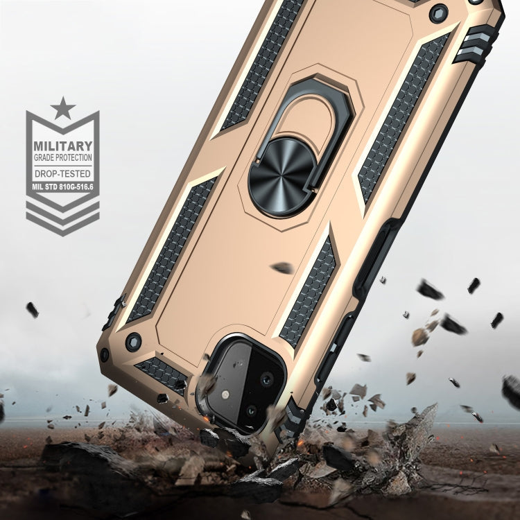 RING ARMOR Tvrdený kryt pre Samsung Galaxy A22 5G - zlatý