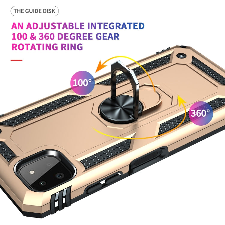 RING ARMOR Tvrdený kryt pre Samsung Galaxy A22 5G - zlatý