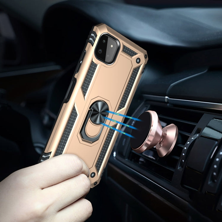 RING ARMOR Tvrdený kryt pre Samsung Galaxy A22 5G - zlatý