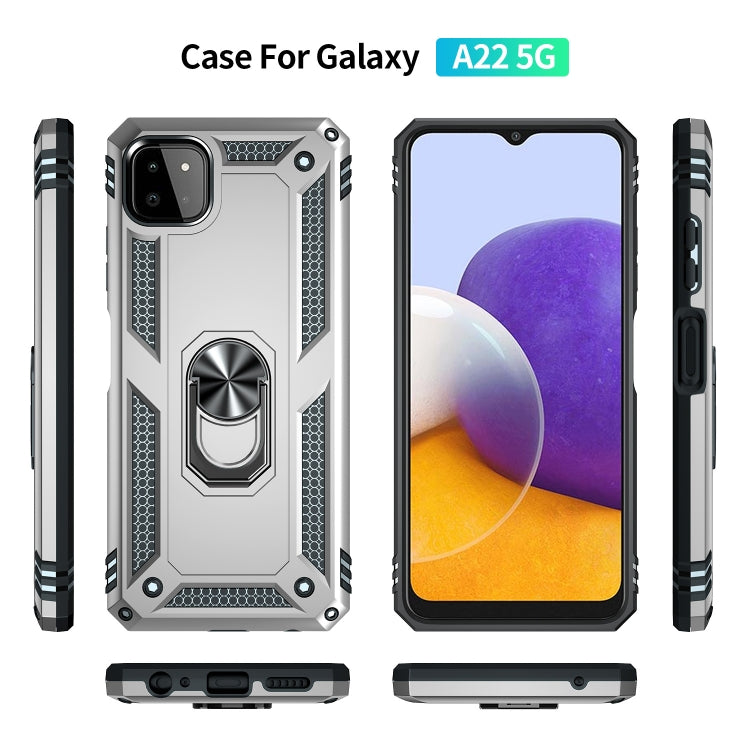 RING ARMOR Tvrdený kryt pre Samsung Galaxy A22 5G - sivý