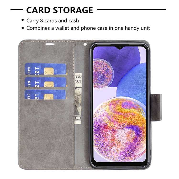 LAMBSKIN Knižkové puzdro pre Samsung Galaxy A23 / A23 5G - sivé
