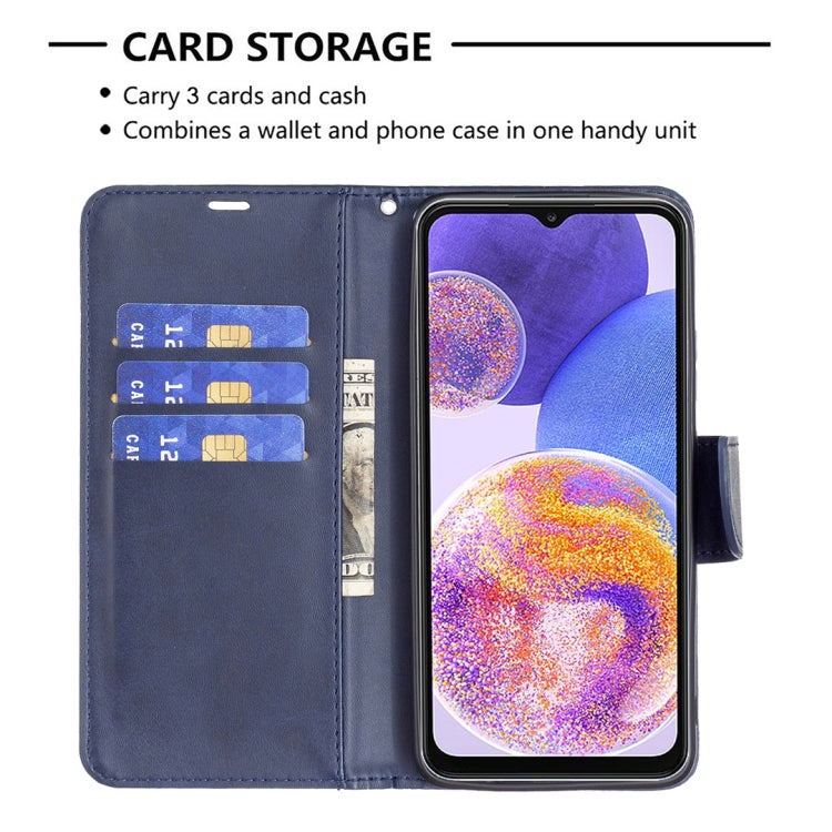 LAMBSKIN Knižkové puzdro pre Samsung Galaxy A23 / A23 5G - modré