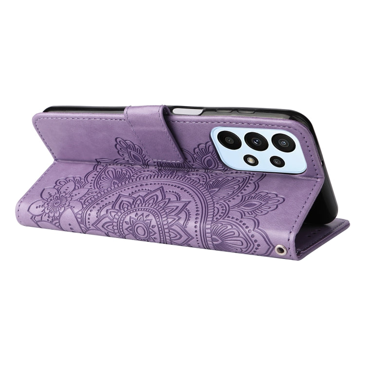 FLOWER Knižkové puzdro pre Samsung Galaxy A23 / A23 5G - fialové