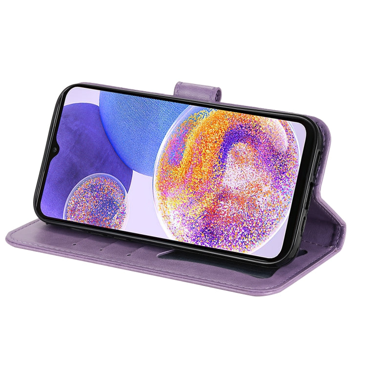 FLOWER Knižkové puzdro pre Samsung Galaxy A23 / A23 5G - fialové