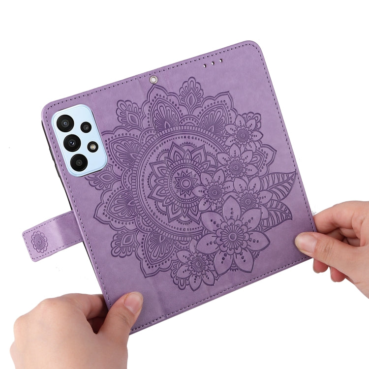 FLOWER Knižkové puzdro pre Samsung Galaxy A23 / A23 5G - fialové
