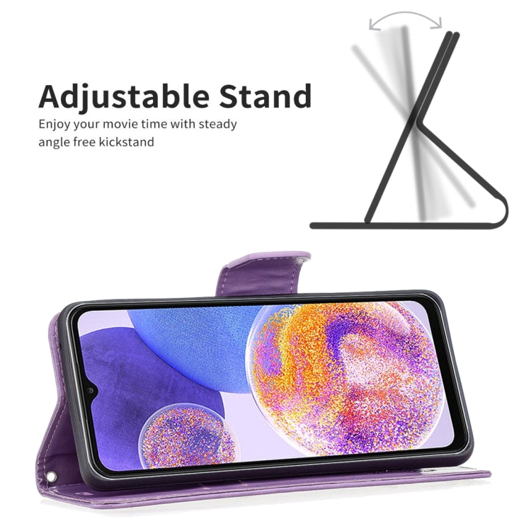 BUTTERFLY Knižkové puzdro pre Samsung Galaxy A23 / A23 5G - fialové