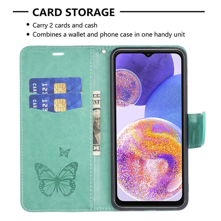BUTTERFLY Knižkové puzdro pre Samsung Galaxy A23 / A23 5G - zelené