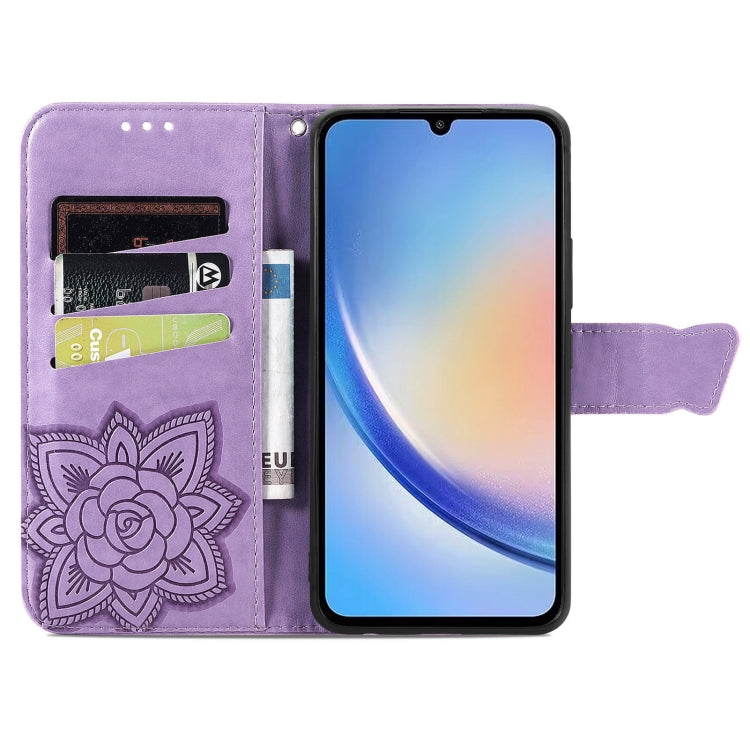 FLOWER Knižkové puzdro pre Samsung Galaxy A34 5G - fialové
