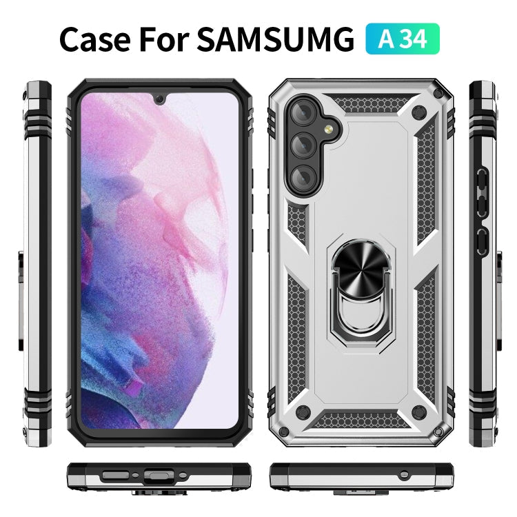 RING ARMOR Tvrdený kryt pre Samsung Galaxy A34 5G - sivý