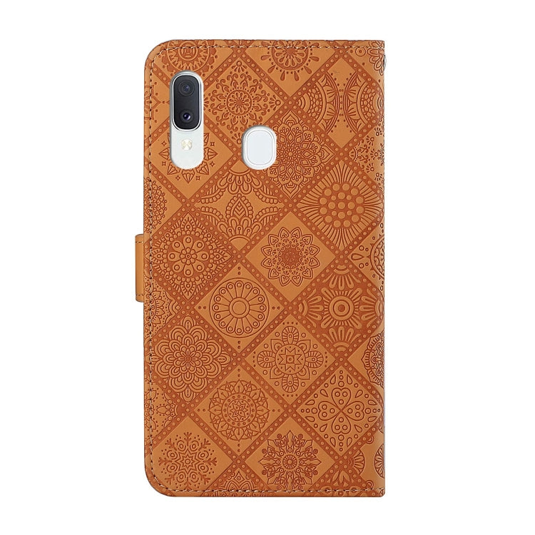 FLOWER Knižkové puzdro pre Samsung Galaxy A40 - hnedé