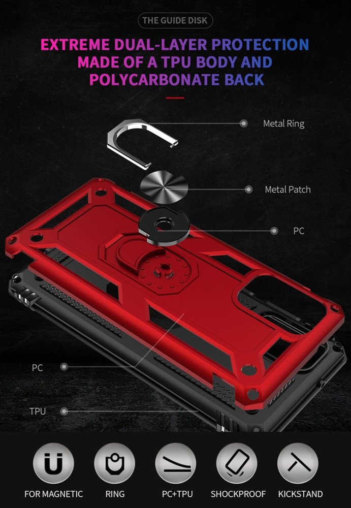 RING ARMOR Tvrdený kryt pre Samsung Galaxy S20 Plus - čierny