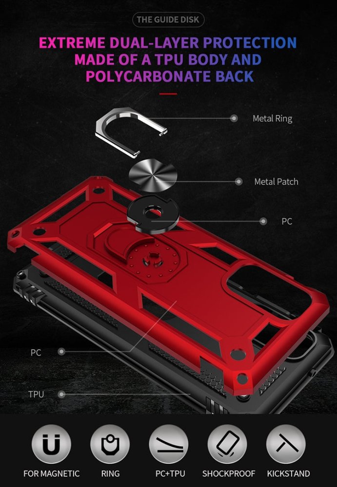 RING ARMOR Tvrdený kryt pre Samsung Galaxy S20 - čierny