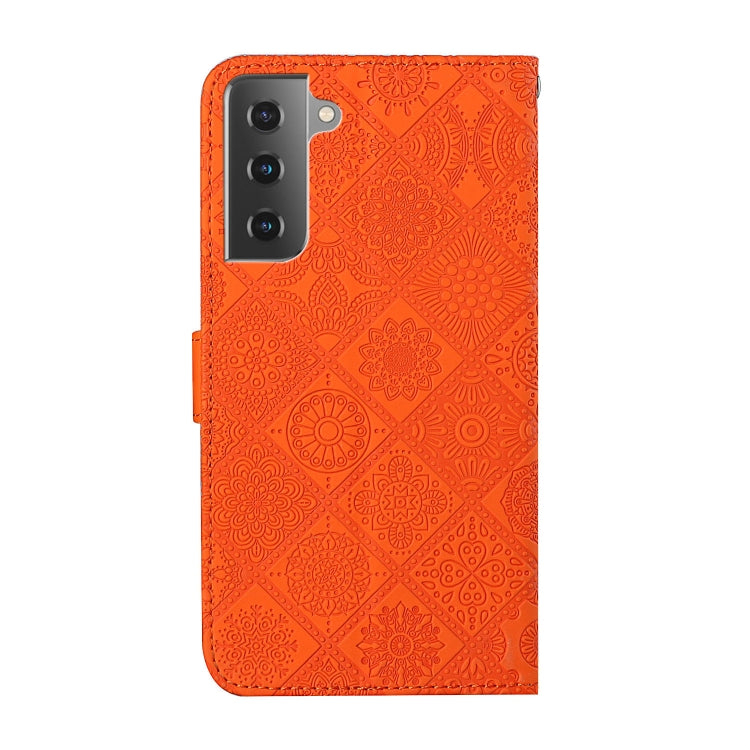 FLOWER Knižkové puzdro pre Samsung Galaxy S21 FE 5G - oranžové