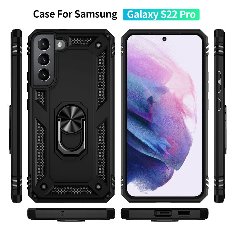 RING ARMOR Tvrdený kryt pre Samsung Galaxy S22 Plus 5G - čierny