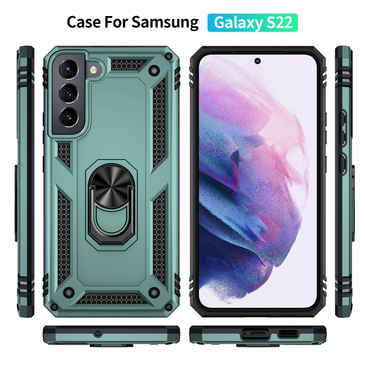 RING ARMOR Tvrdený kryt pre Samsung Galaxy S22 5G - zelený