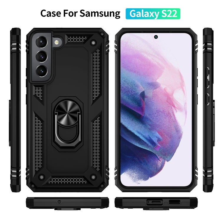 RING ARMOR Tvrdený kryt pre Samsung Galaxy S22 5G - čierny