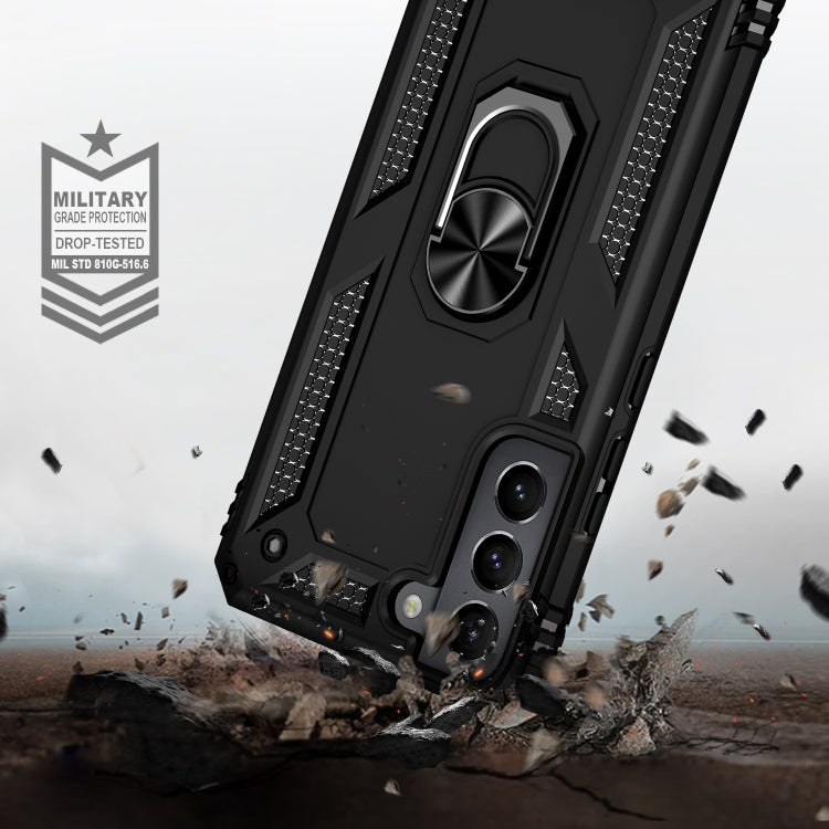 RING ARMOR Tvrdený kryt pre Samsung Galaxy S22 5G - čierny