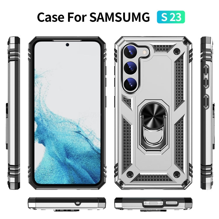 RING ARMOR Tvrdený kryt pre Samsung Galaxy S23 5G - sivý
