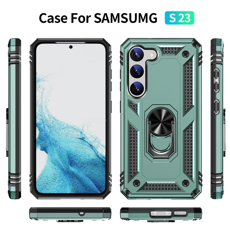 RING ARMOR Tvrdený kryt pre Samsung Galaxy S23 5G - zelený