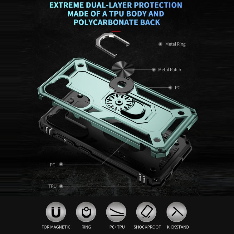 RING ARMOR Tvrdený kryt pre Samsung Galaxy S23 5G - zelený