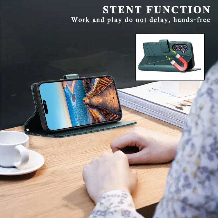 STITCHING Knižkové puzdro pre Samsung Galaxy S23 FE - zelené