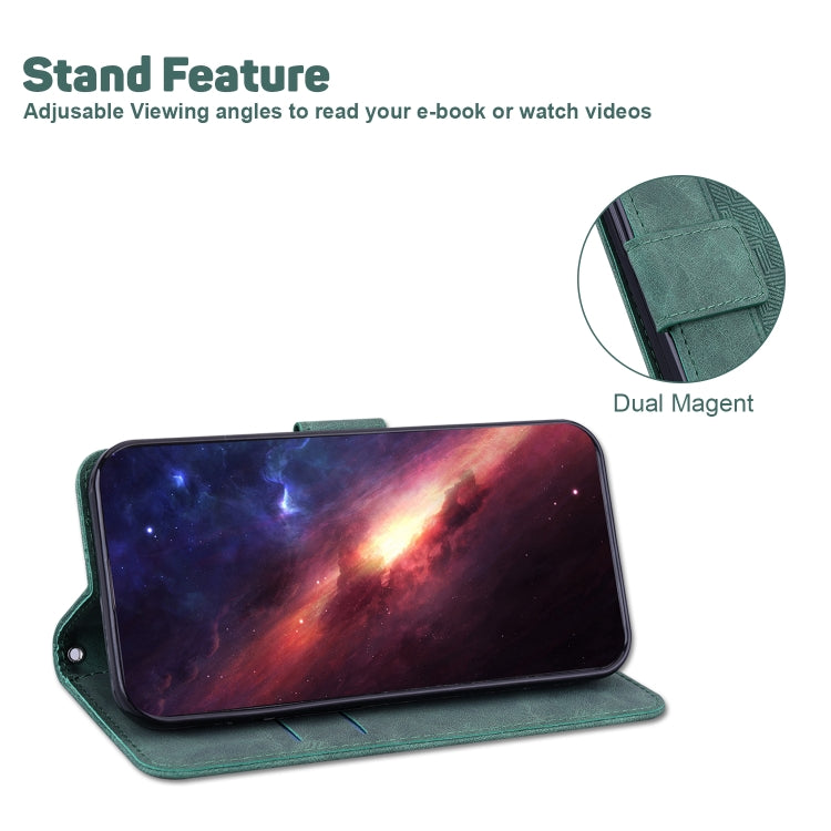GEOMETRIC Knižkové puzdro pre Samsung Galaxy M13 - zelené