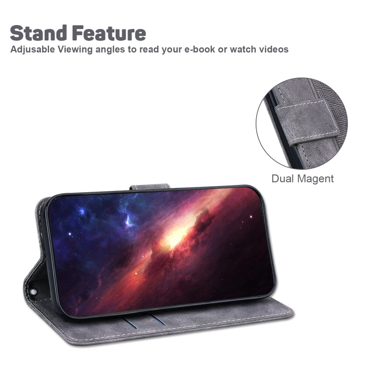 GEOMETRIC Knižkové puzdro pre Samsung Galaxy M13 - sivé