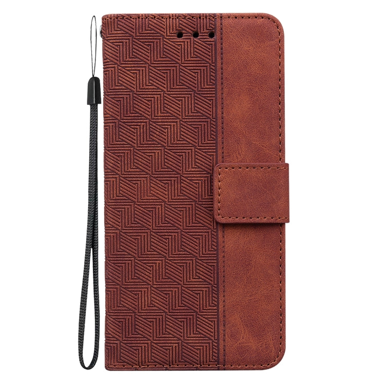 GEOMETRIC Knižkové puzdro pre Samsung Galaxy M13 - hnedé