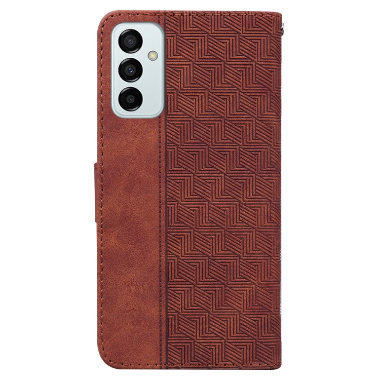 GEOMETRIC Knižkové puzdro pre Samsung Galaxy M13 - hnedé