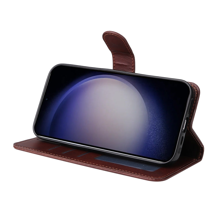 SOLID Knižkové puzdro pre Samsung Galaxy S24 Plus 5G - tmavo hnedé