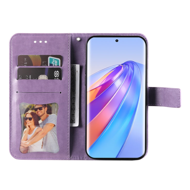 FLOWER Knižkové puzdro pre Honor Magic 5 Lite 5G - fialové