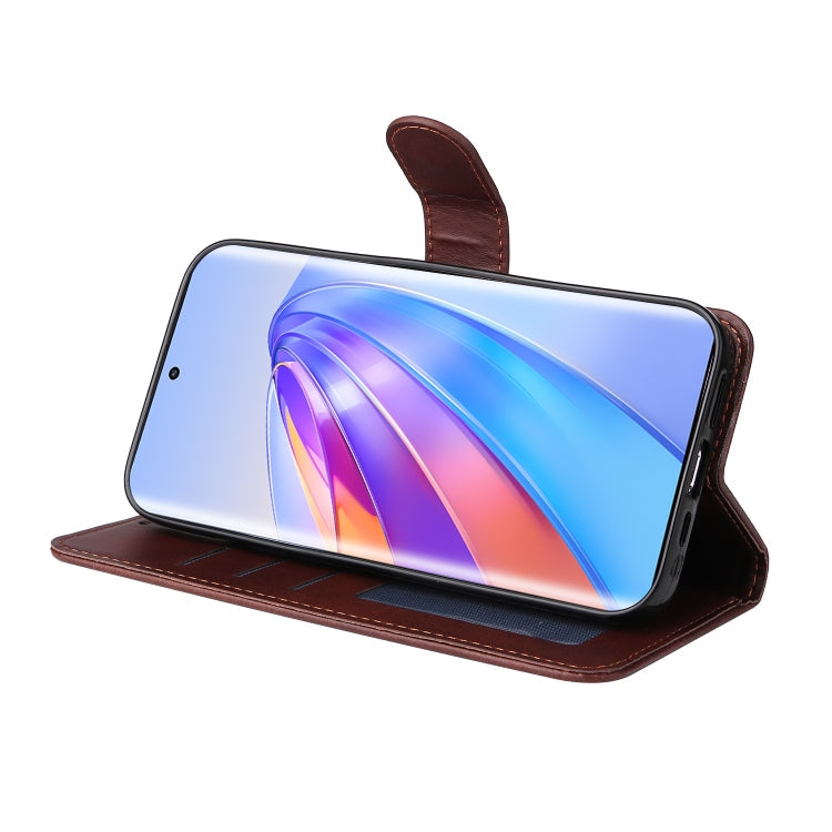 SOLID Knižkové puzdro pre Honor Magic 5 Lite 5G - tmavo hnedé