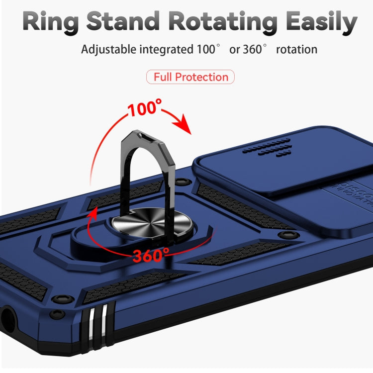 SLIDING ARMOR Tvrdený kryt pre Honor X7 - modrý