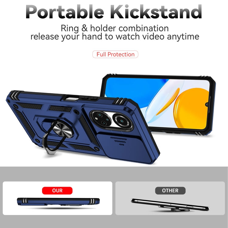 SLIDING ARMOR Tvrdený kryt pre Honor X7 - modrý