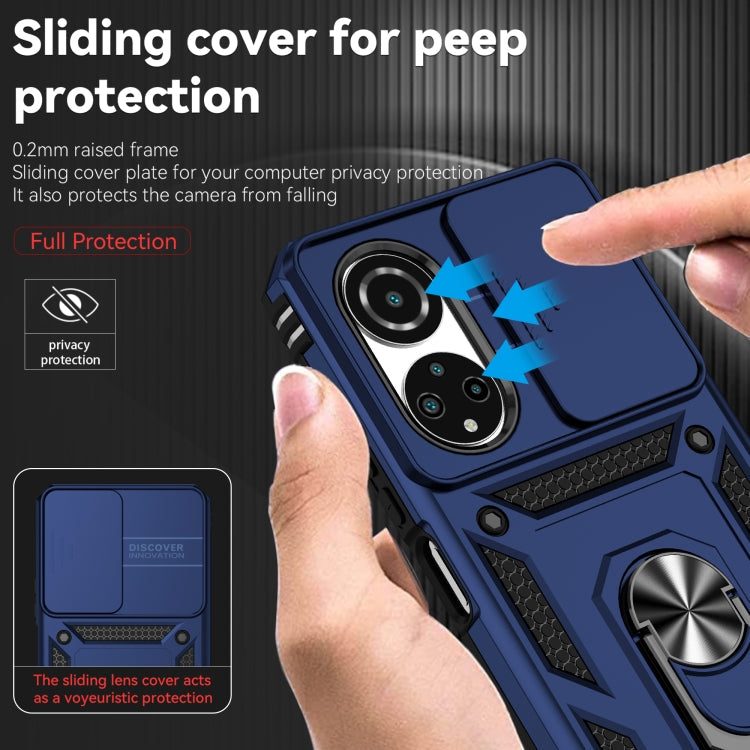 SLIDING ARMOR Tvrdený kryt pre Honor X7 - modrý