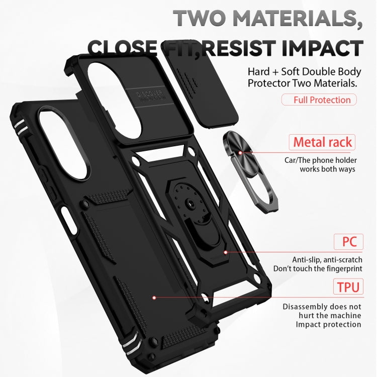 SLIDING ARMOR Tvrdený kryt pre Honor X7 - čierny