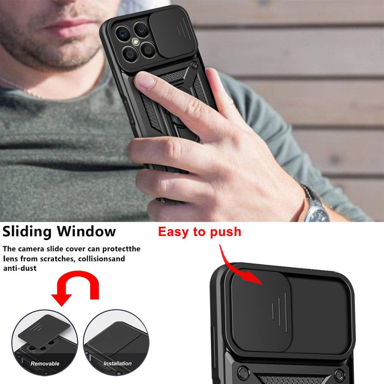 SLIDING ARMOR Tvrdený kryt pre Honor X8 - čierny