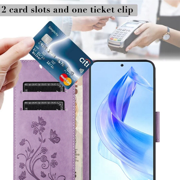 BUTTERFLY Knižkové puzdro pre Honor 90 Lite 5G - fialové