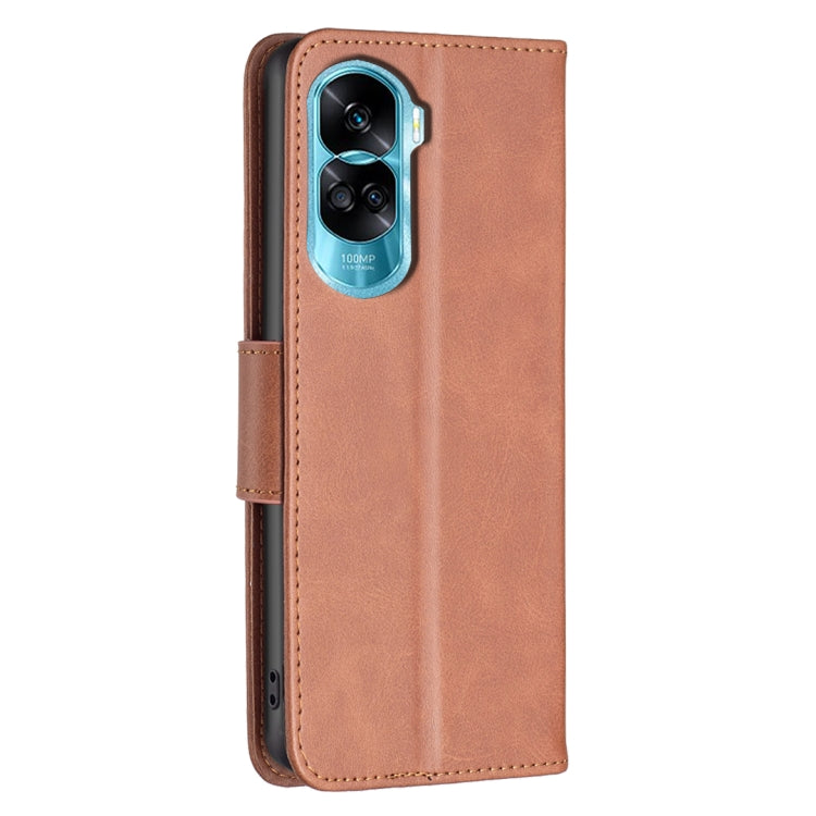 LAMBSKIN Knižkové puzdro pre Honor 90 Lite 5G - hnedé
